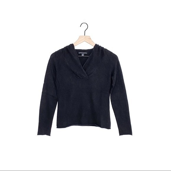 BANANA REPUBLIC XS Extra Small V-Neck Sweater Women's Black Wool Angora Shawl - Picture 1 of 11